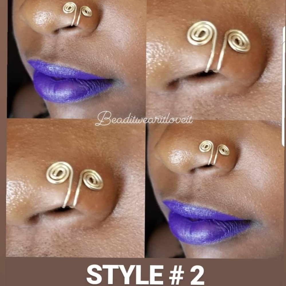 Gold Fake Nose Ring, Nose Cuff Style 2